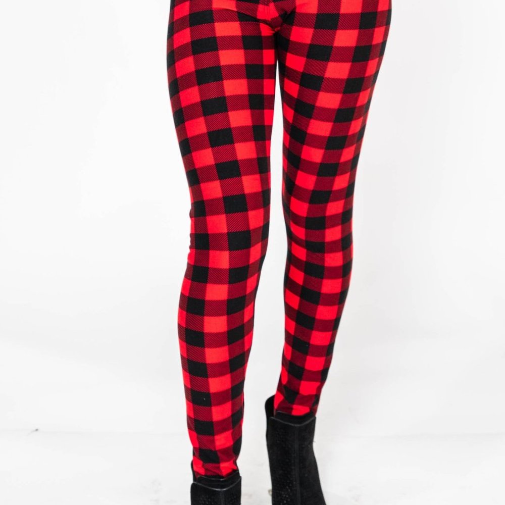 NWT OS Buffalo Plaid Leggings